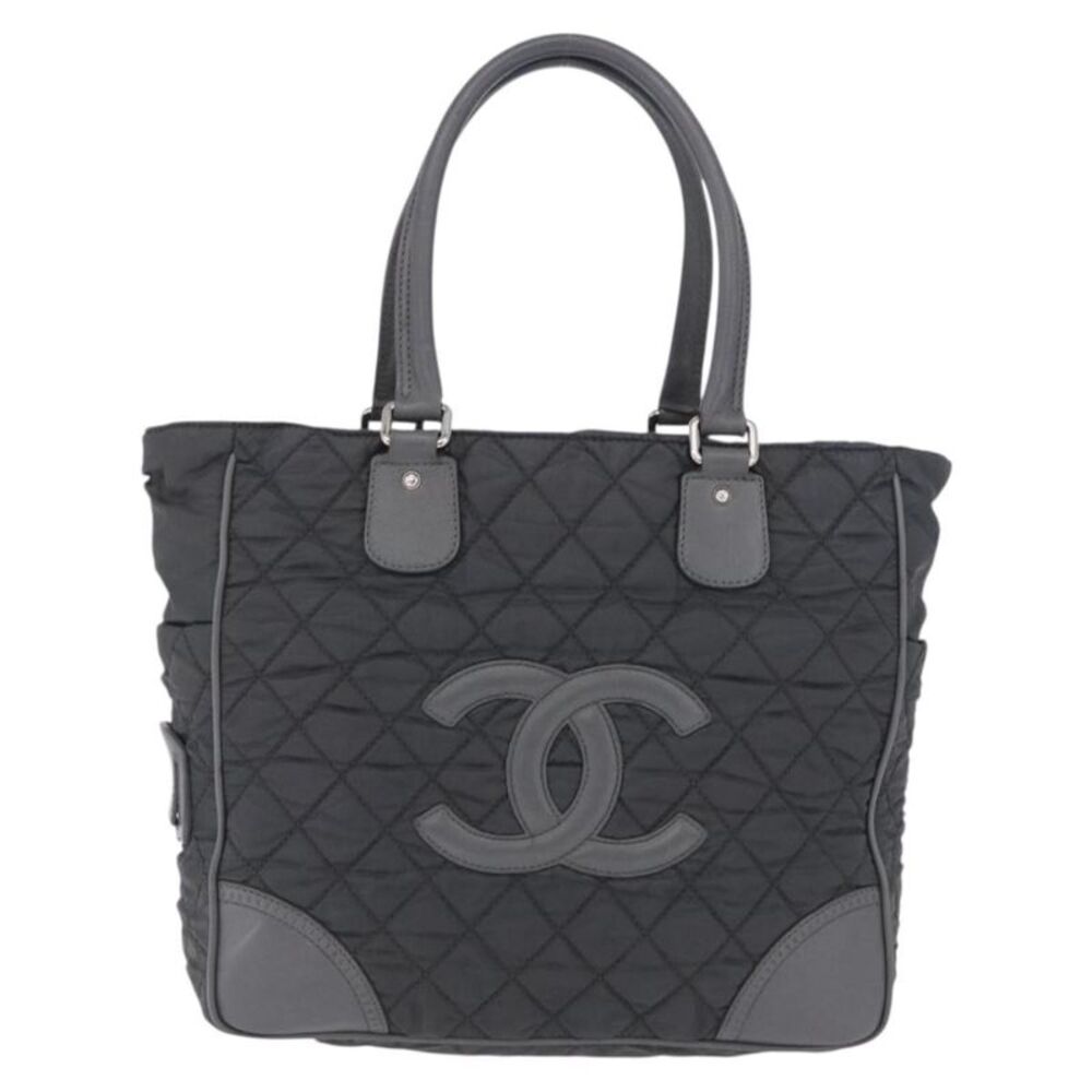 Chanel Vintage Cc Quilted Nylon Gray Nylon Tote Bag Bag